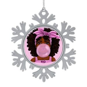 African American Women Christmas Ornaments White Snowflake Shape Christmas Decorations Ornament Hanging On Christmas Tree Personalized Christmas Home Decor