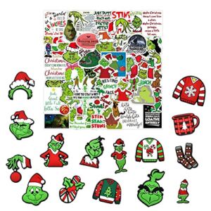 Xhshgfbi 15PCS Christmas Shoe Charm,50pcs Christmas Stickers Decor for Holiday Party Favor Christmas Party Decoration