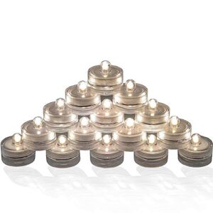 SAMYO Set of 36 Waterproof Wedding Submersible Battery LED Tea Lights Underwater Sub Lights- Wedding Centerpieces Party Decorate (Warm White)