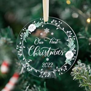 ONE WALL First Christmas Married Ornament 2022 Wedding Gifts Couples Unique 2022 Our New Home Newlywed Wedding Ornament Christmas Tree Decoration Keepsake Decor