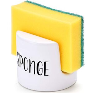 Sponge Holder for Kitchen Sink – Sink Sponge Holder- kitchen Sponge Holder – Rustic Farmhouse kitchen Decor- kitchen Sink Accessories – kitchen Counter Decor- Ceramic Sponge Holder – White