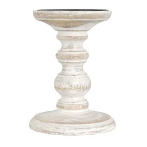 6 Pack: 6″ Whitewashed Wood Carved Pillar Candle Holder by Ashland®