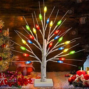 Mosoan 18 Inch Small Lighted Christmas Tree Lights with 24 LED Red Green Yellow Blue Light, USB/Battery Operated Christmas Lights Christmas Decorations Indoor for Home, Table, Mantle, Xmas Party Decor
