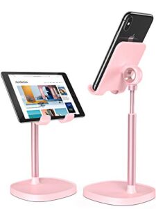 LISEN Pink Kitchen Accessories Kawaii Cell Phone Stand for iPhone & Desk Taller and More Photogenic Than Phone Dock Free Your Neck Height Angle Adjustable iPhone Holder Stand Things