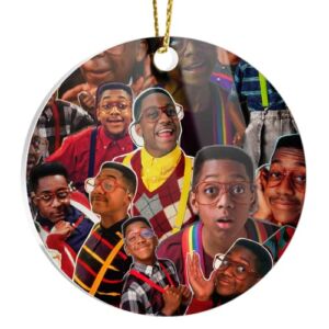 Round Ornament Christmas Decoration Steve Home Decor Acrylic Urkel Home Decor Circle X-mas Celebrity Gift Collage Xmas Gift Christmas for Holiday and Events