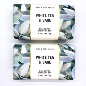 Bath & Body Works WHITE TEA & SAGE Shea Butter Cleansing Bar – Lot Of 2 – Full Size