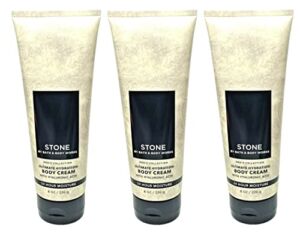 Bath and Body Works Stone For Men Signature Ultra Shea Body Cream 8 fl oz Pack Of 3 (Stone)
