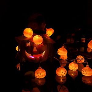 WDF Halloween Pumpkin String Lights-2strings/box/20Holiday Pumpkin Lights-Waterproof Halloween Lights-10 feet/strings,8 Modes Warm White Decoration-Orange Pumpkin Lights for Halloween Indoor Outdoor