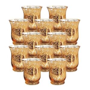 Tebery 12 Pack 3.5-Inch Glass Votive Candle Holder Speckled Gold Tealight Candle Holder for Weddings, Parties and Home Décor