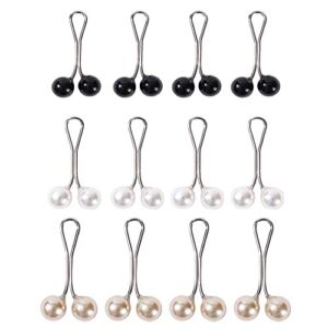 12pcs Multicolor Headscarf Pearl Pins Clips U Shape Hijab Scarf Lady Muslim Scarf Shawl Clips Scarf Brooches Pin Jewelry Accessories(Black&White&Gold)