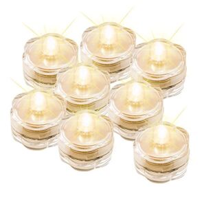 IMAGE 12x LED Waterproof Submersible Tealights Flameless Tealight Battery-Operated Sub Lights for Wedding Christmas Thanksgiving Party Events Home Decor Floral Warm White