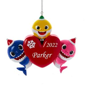 Personalized Baby Shark Christmas Ornament – Officially Licensed – Baby Shark Mama Daddy Family Holiday Keepsake Tree Decoration with Custom Name