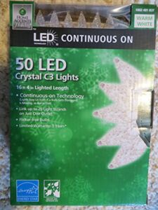 Home Accents 50 LED Continuous ON Crystal C3 Lights WARM WHITE