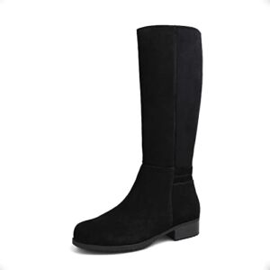 Comfy Moda Waterproof Boots for Women, Tall Boots for Women, Carol, Suede Leather, Black, Size 9