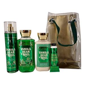 Bath and Body Works VANILLA BEAN NOEL Gift Bag Set – Body Lotion – Shower Gel – Hand Cream and Fine Fragrance Mist – Full Size