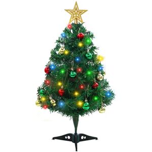 23 Inch DIY Tabletop Mini Christmas Tree Set with Multicolor LED Lights, Star Treetopper, Hanging Ornaments Balls for Best DIY Christmas Home Holiday Decorations