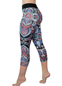 Comfy Yoga Pants – Workout Capris – High Waist Workout Leggings for Women – Lightweight Printed Yoga Legging (Capri Mantra/Yoga Waist)