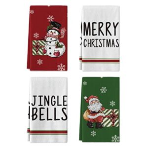 Artoid Mode Snowman Santa Claus Jingle Balls Merry Christmas Kitchen Towels Dish Towels, 18×26 Inch Seasonal Decoration Hand Towels Set of 4