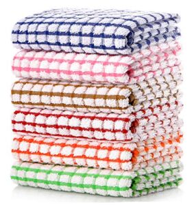LAZI Kitchen Dish Towels, 16 Inch x 25 Inch Bulk Cotton Kitchen Towels, 6 Pack Dish Cloths for Dish Rags for Drying Dishes Clothes and Dish Towels