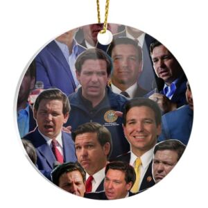 Round Ornament Christmas Decoration Ron Gift Desantis Xmas Gift Christmas Celebrity Home Decor Circle X-mas Collage Home Decor Acrylic for Holiday and Events