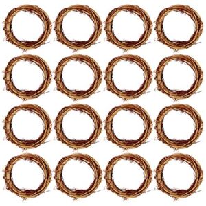 Grapevine Wreath Set, Marrywindix 16 Pieces Natural Vine Branch Wreath Christmas DIY Rattan Wreath Garland for Christmas Holiday Craft Wedding Decor (4 in.)