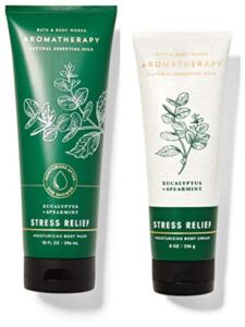 Bath and Body Works Aromatherapy Eucalyptus Spearmint Gift Set – Body Cream and Moisturizing Body Wash – Full Size