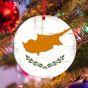 Cyprus Christmas Ornaments for Kids Cyprus Silhouette Flag Xmas Hanging Christmas Party Supplies Patriotic City Souvenir Acrylic Xmas Tree Ornament Holiday Keepsake