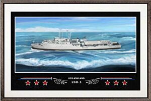 Navy Emporium USS Ashland LSD-1 Box Framed Canvas Art – White