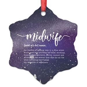 Midwife Definition Typography Christmas Ornaments 2022 Midwife Christmas Tree Ornaments Midwife Definition Personalized Christmas Ornaments Keepsake Gifts for Holiday Souvenir Wedding Birthday