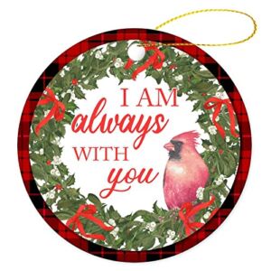 I Am Always with You Keepsake, Red Bird Ornament Wreath Pendant for Festival Party Holiday Outdoor Xmas Tree Decorations Shipped from USA