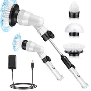 Electric Spin Scrubber, Cordless Spin Scrubber with Adjustable Extension Arm & 3 Replaceable Brush Heads, Power Shower Scrubber for Bathroom, Tub, Tile, Floor, Car