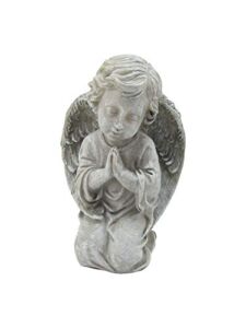 Comfy Hour Faith and Hope Collection Resin 8″ Kneeling Cherub Praying Angel Figurine, Gray