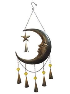 Comfy Hour Spring is Here Collection Metal Art Decorative Moon-Face Star Windchime Hanging Wind Chime Windbell 29″