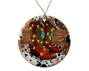HTDesigns Baby Christmas Ornament – Western Cowgirl Boots Baby Ornament – Holiday Baby Ornament – Christmas Ornament Boots Printed on Both Sides