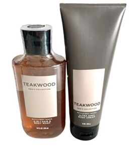 Bath and Body Works Teakwood Men’s Collection Ultra Shea Body Cream and 2 in 1 Hair and Body Wash (2 Pack Bundle)