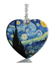 FQJNS Van Gogh Style Watercolor Painting Ceramic Ornament Christmas Ornaments Holidays Ornaments Creative Heart Porcelain Ornament Christmas Tree Home Decoration