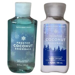 Bath and Body Works Gift Set of 10 oz Shower Gel and 8 oz Lotion (Frosted Coconut Snowball), Multicolor