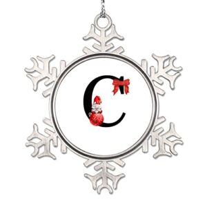 Initial Letter C Snowflake Ornaments Personalized Monogram Alphabet Christmas Ornaments 2022 Santa Claus Gnomes Christmas Tree Ornaments Keepsake Gifts for Holiday Souvenir Wedding Birthday
