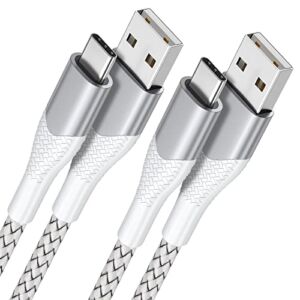Type C Charger 6ft 2pack 3A Fast Charging Cord Nylon Braided Android Phone Charger C Type for Samsung Galaxy S22 S21 S20 S10 S9 S8 A03s A11 A12 A13 A20 A21 A22 A32 A42 A50 A53 A70 A90, Moto LG, PS5