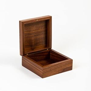 Wooden Box with Hinged Lid – Small Wood Storage Box with Magnetic Lid – Square Wooden Storage Box – Brown keepsake Box- Decorative Wood Box with lids – Stash Boxes – Walnut Finish