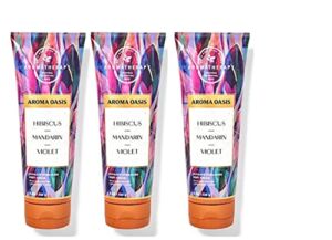 Bath & Body Works Aromatherapy Body Cream with Natural Essential Oils, 8 oz each – 3 Pack (Hibiscus Mandarin Violet)