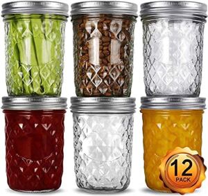 Wide Mouth Mason Jars 16oz, VERONES 12 Pack 16 oz Wide Mouth Mason Jars with Lids and Bands, Ideal for Jam, Honey, Wedding Favors, Shower Favors