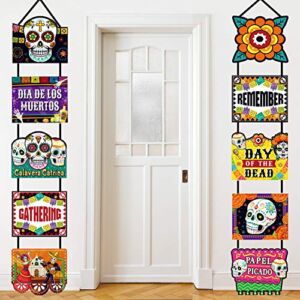 Day of the Dead Decoration Dia de los Muertos Banner Laminated Day of the Dead Signs Indoor Outdoor Mexican Decoration Party Welcome Porch Sign Paper Cutouts