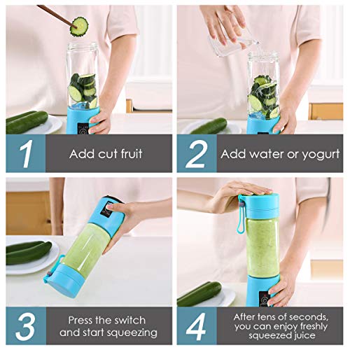 BALYWOOD Portable Blender, Personal Blender for Shakes and Smoothies, Personal Size Blenders with USB Rechargeable Mini Fruit Juice Mixer, Mini Juicer Smoothie Blender Bottles Travel 380ML, Blue | The Storepaperoomates Retail Market - Fast Affordable Shopping