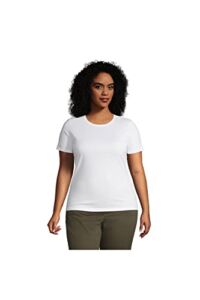 Lands’ End Women s SS Relaxed Supima Crew Neck T Shirt White Regular Large