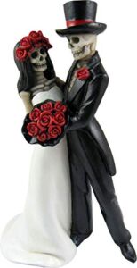 DWK – Amor Por Vida – Collectible Hand-Painted Day of The Dead Dancing Skeleton Couple Halloween Gothic Lovers Romantic Bride & Groom Figurine Wedding Statuette, 6.5-inch