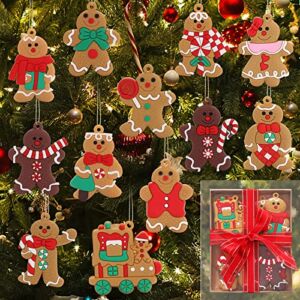 Christmas Ornaments Christmas Tree Decorations Indoor 12pcs Set Gingerbread House Cookies Candyland Decor Gift for Teenage Girls Women