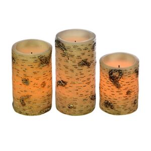 Sterno Home CGT13410WH3 LED Flameless Candle Trio, White Birch Finish, Set of 3 4″, 5″, and 6″ Heights