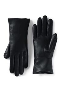 Lands’ End Womens Cashmere Lined Leather Tech Gloves Black Regular Medium