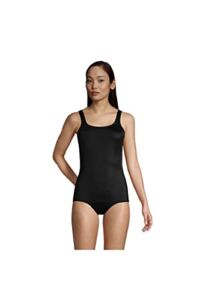 Lands’ End Womens Chlorine Resistant Tugless Tank Soft Cup One Piece Swimsuit Control Black Regular 12